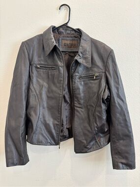 Vintage GUESS Women's Leather Jacket L